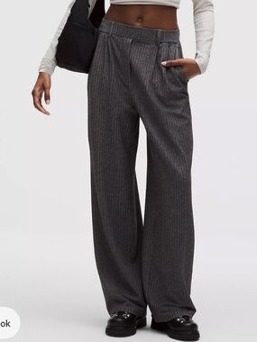 lululemon Daydrift Herringbone High Rise Wide Leg Trousers Gray